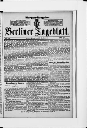 Berliner Tageblatt und Handels-Zeitung on Apr 29, 1887