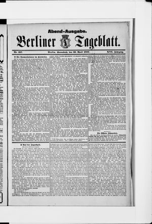 Berliner Tageblatt und Handels-Zeitung vom 30.04.1887