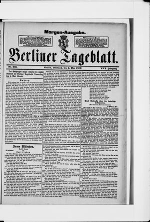 Berliner Tageblatt und Handels-Zeitung on May 4, 1887