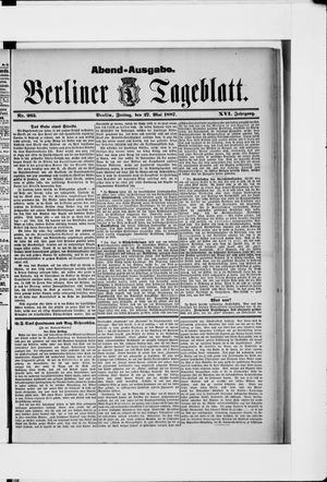 Berliner Tageblatt und Handels-Zeitung on May 27, 1887