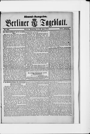 Berliner Tageblatt und Handels-Zeitung vom 30.06.1887