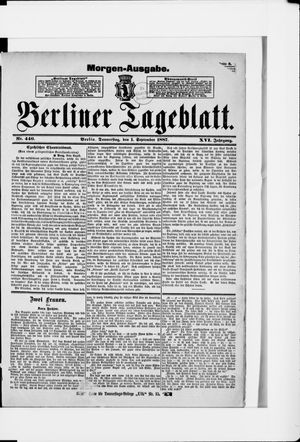 Berliner Tageblatt und Handels-Zeitung vom 01.09.1887