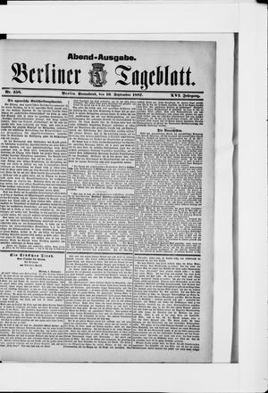 Berliner Tageblatt und Handels-Zeitung vom 10.09.1887