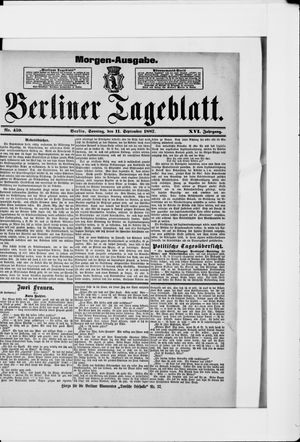 Berliner Tageblatt und Handels-Zeitung vom 11.09.1887