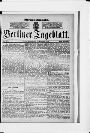 Berliner Tageblatt und Handels-Zeitung on Sep 14, 1887