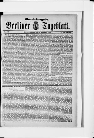 Berliner Tageblatt und Handels-Zeitung on Sep 14, 1887
