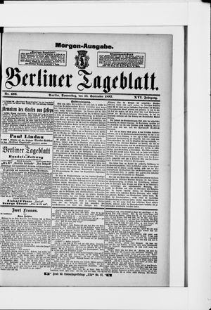 Berliner Tageblatt und Handels-Zeitung vom 15.09.1887