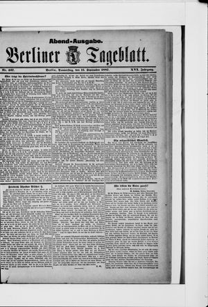 Berliner Tageblatt und Handels-Zeitung on Sep 15, 1887