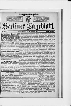 Berliner Tageblatt und Handels-Zeitung vom 18.09.1887