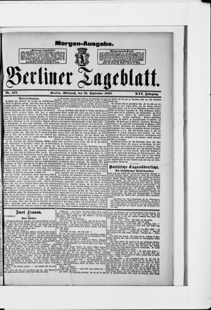 Berliner Tageblatt und Handels-Zeitung vom 21.09.1887