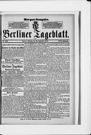 Berliner Tageblatt und Handels-Zeitung vom 25.09.1887