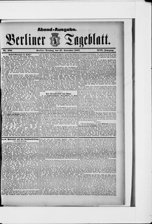 Berliner Tageblatt und Handels-Zeitung vom 27.09.1887