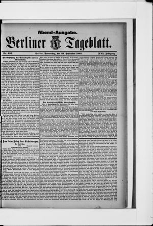 Berliner Tageblatt und Handels-Zeitung vom 29.09.1887