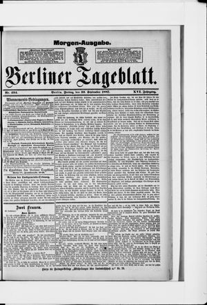 Berliner Tageblatt und Handels-Zeitung vom 30.09.1887