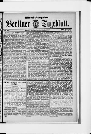 Berliner Tageblatt und Handels-Zeitung vom 11.10.1887