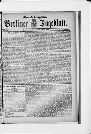 Berliner Tageblatt und Handels-Zeitung vom 15.10.1887