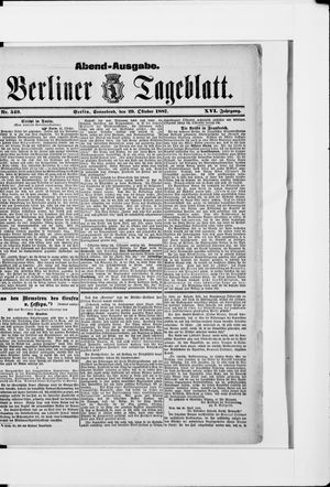 Berliner Tageblatt und Handels-Zeitung vom 29.10.1887