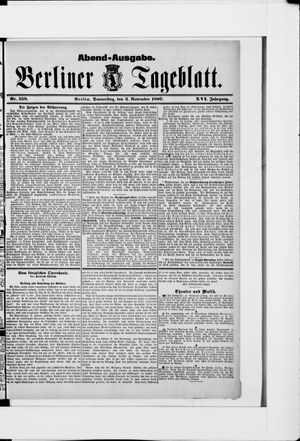 Berliner Tageblatt und Handels-Zeitung vom 03.11.1887