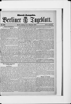 Berliner Tageblatt und Handels-Zeitung vom 04.11.1887
