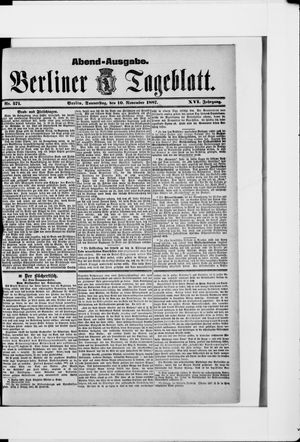 Berliner Tageblatt und Handels-Zeitung vom 10.11.1887