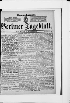 Berliner Tageblatt und Handels-Zeitung vom 12.11.1887