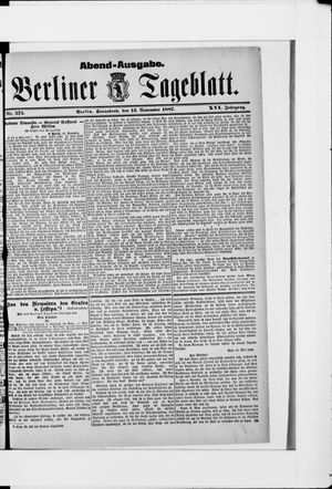 Berliner Tageblatt und Handels-Zeitung vom 12.11.1887