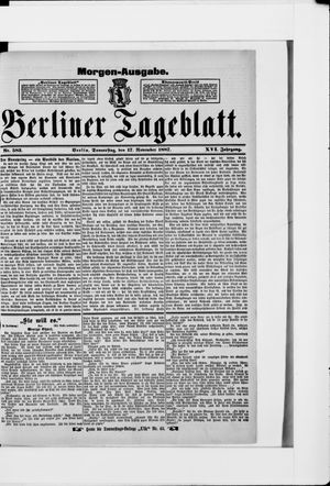 Berliner Tageblatt und Handels-Zeitung vom 17.11.1887
