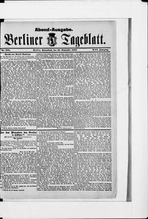 Berliner Tageblatt und Handels-Zeitung vom 19.11.1887