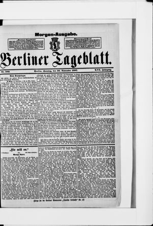Berliner Tageblatt und Handels-Zeitung vom 20.11.1887