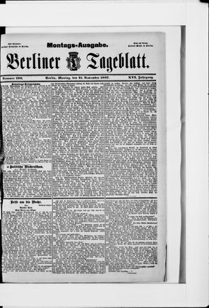 Berliner Tageblatt und Handels-Zeitung vom 21.11.1887