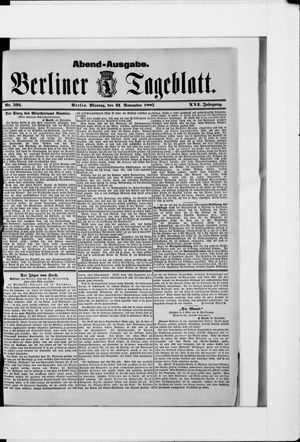 Berliner Tageblatt und Handels-Zeitung vom 21.11.1887