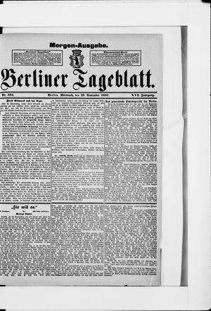 Berliner Tageblatt und Handels-Zeitung vom 23.11.1887