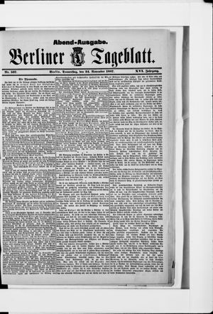 Berliner Tageblatt und Handels-Zeitung vom 24.11.1887