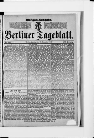 Berliner Tageblatt und Handels-Zeitung vom 27.11.1887