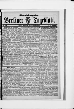 Berliner Tageblatt und Handels-Zeitung vom 01.12.1887