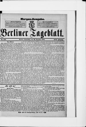 Berliner Tageblatt und Handels-Zeitung vom 29.12.1887