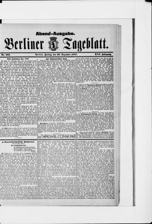 Berliner Tageblatt und Handels-Zeitung vom 30.12.1887