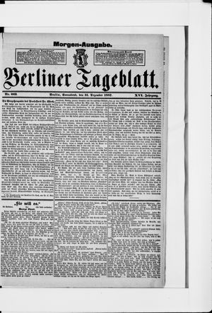 Berliner Tageblatt und Handels-Zeitung vom 31.12.1887
