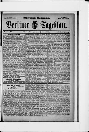 Berliner Tageblatt und Handels-Zeitung on Jan 16, 1888