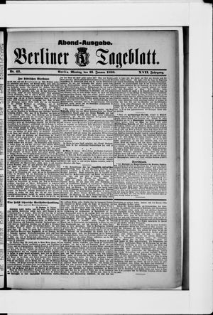 Berliner Tageblatt und Handels-Zeitung on Jan 23, 1888