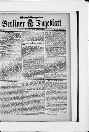 Berliner Tageblatt und Handels-Zeitung vom 09.02.1888