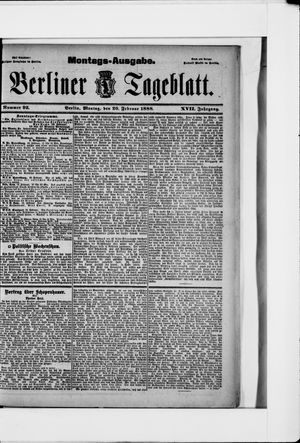 Berliner Tageblatt und Handels-Zeitung vom 20.02.1888