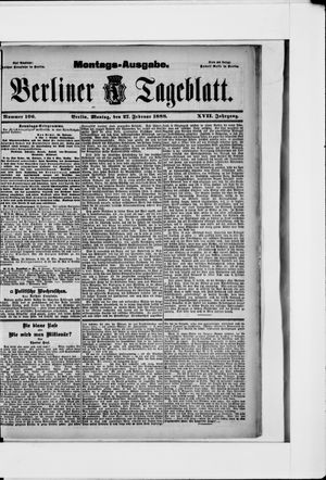 Berliner Tageblatt und Handels-Zeitung vom 27.02.1888