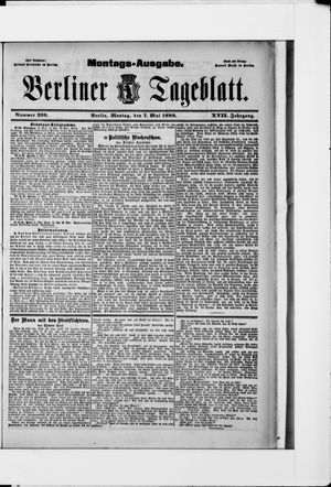 Berliner Tageblatt und Handels-Zeitung on May 7, 1888