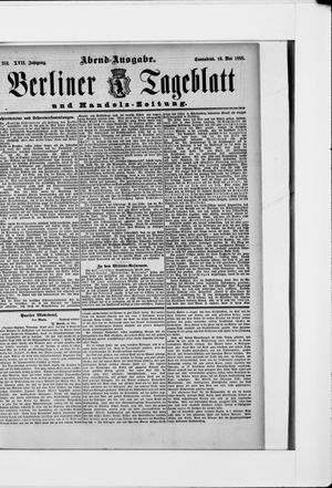 Berliner Tageblatt und Handels-Zeitung on May 19, 1888
