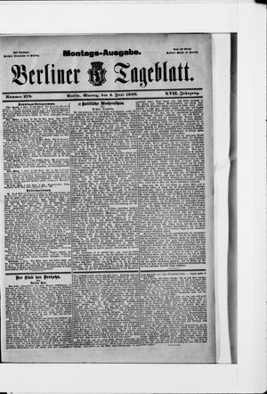 Berliner Tageblatt und Handels-Zeitung vom 04.06.1888