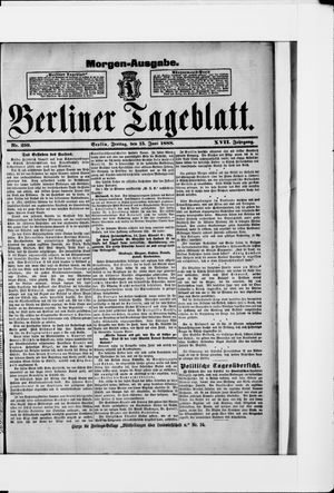 Berliner Tageblatt und Handels-Zeitung vom 15.06.1888