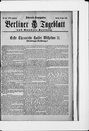 Berliner Tageblatt und Handels-Zeitung vom 25.06.1888