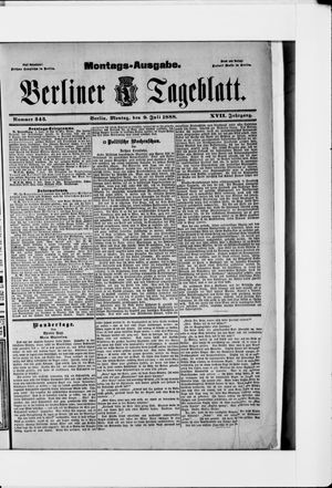 Berliner Tageblatt und Handels-Zeitung on Jul 9, 1888