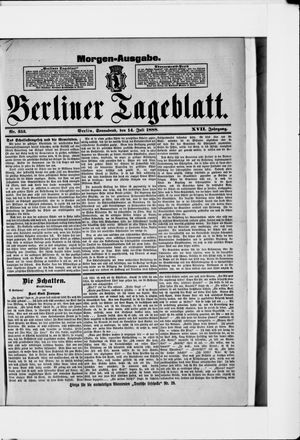 Berliner Tageblatt und Handels-Zeitung on Jul 14, 1888
